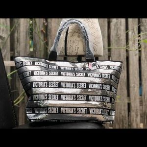 Victoria's Secret silver Sequin large Tote Weekend